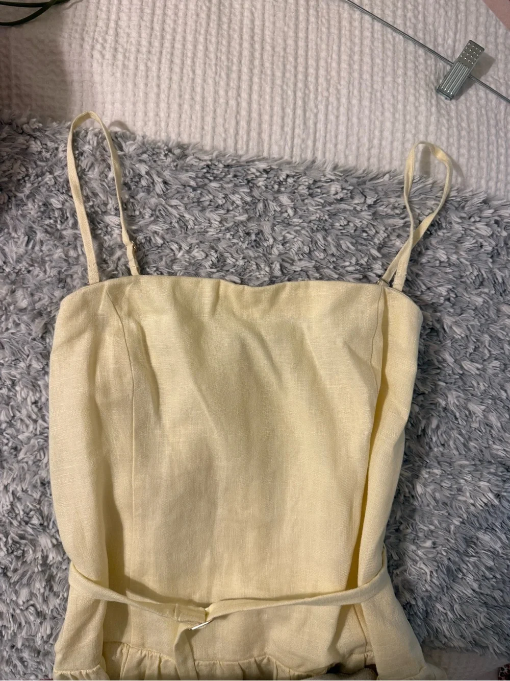 Abercrombie Linen Collection | Women's Yellow Strapless Belted Linen Dress